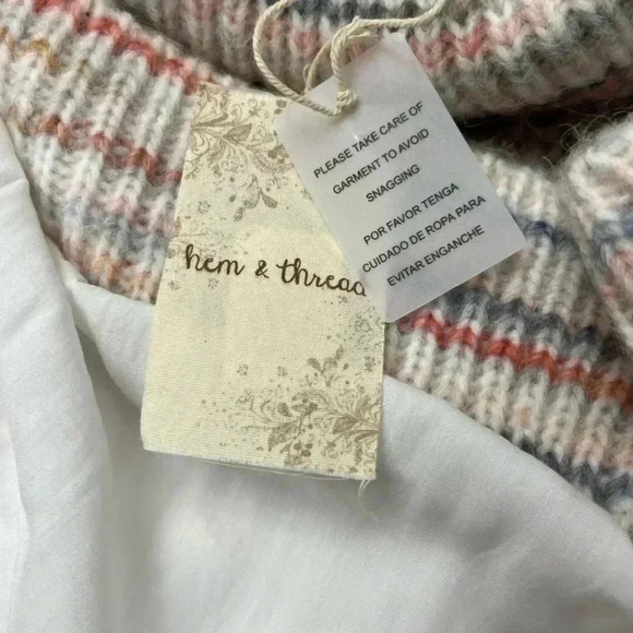 Hem & Thread Sweater Size Small Turtleneck Pastel Boutique Chunky Knit Soft NWT - Picture 10 of 15